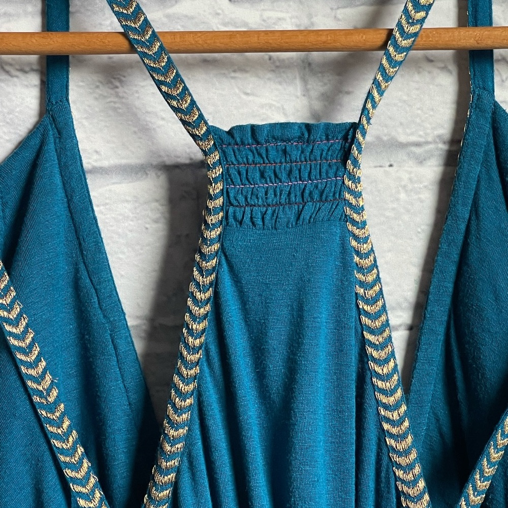 Free People Teal Embroidered Dress Medium - Picture 11 of 16